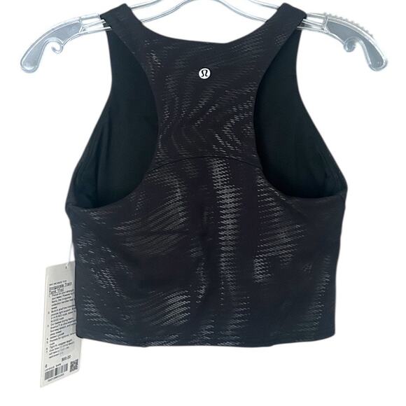 Lululemon Invigorate Training Tank Women’s 6 Black Foil B/C Cup Cropped NEW - Picture 4 of 5